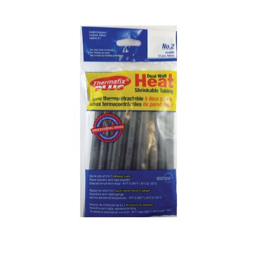 Dual Wall Heat Shrinkable Tubing Thermafix Plus (Semi-Rigid) #3, Poly Bag 6" Length, Black