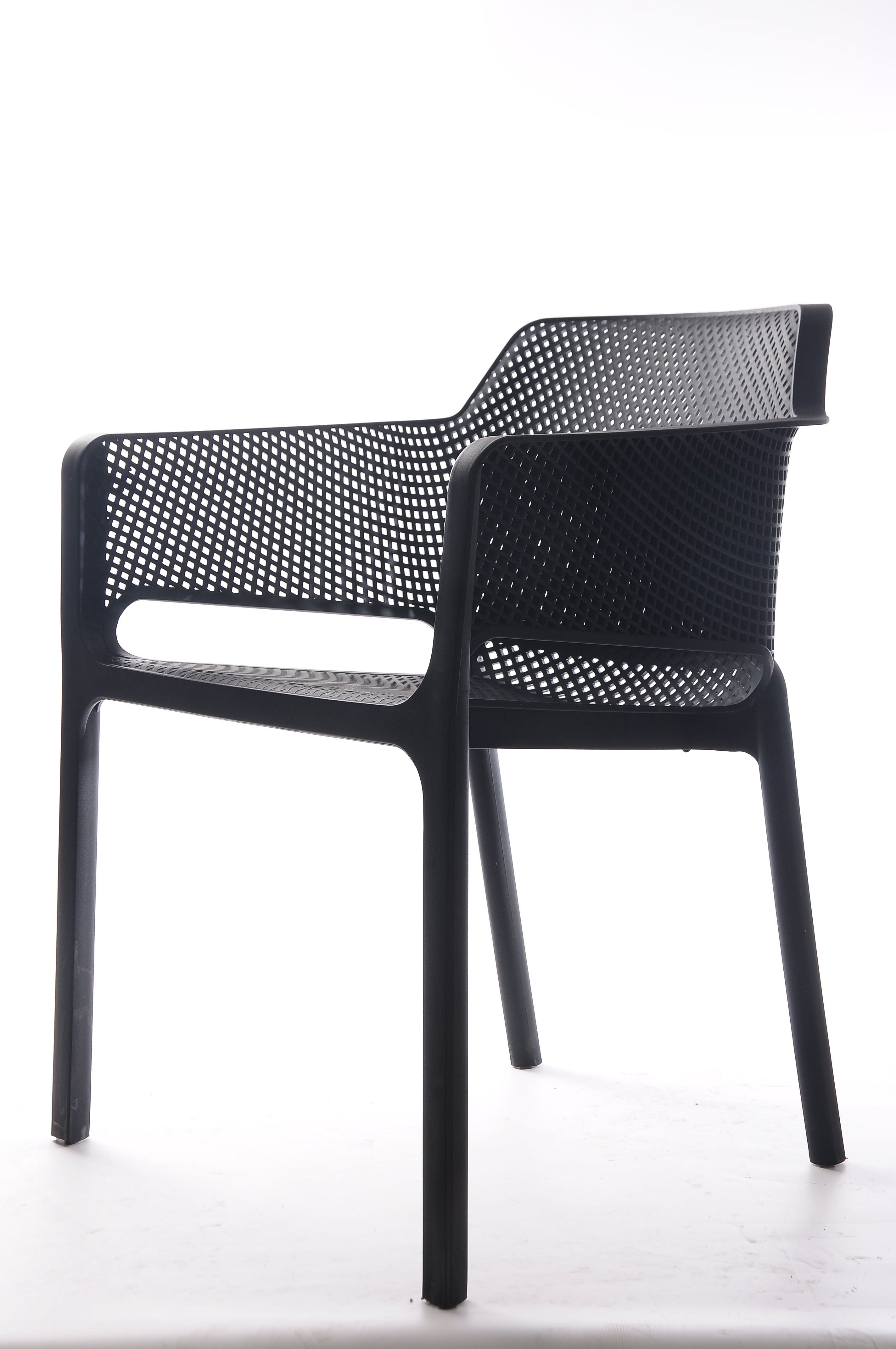 PatioZone Plastic Resin Chair with Hole Detail (PZ-MC23-020N) - Black