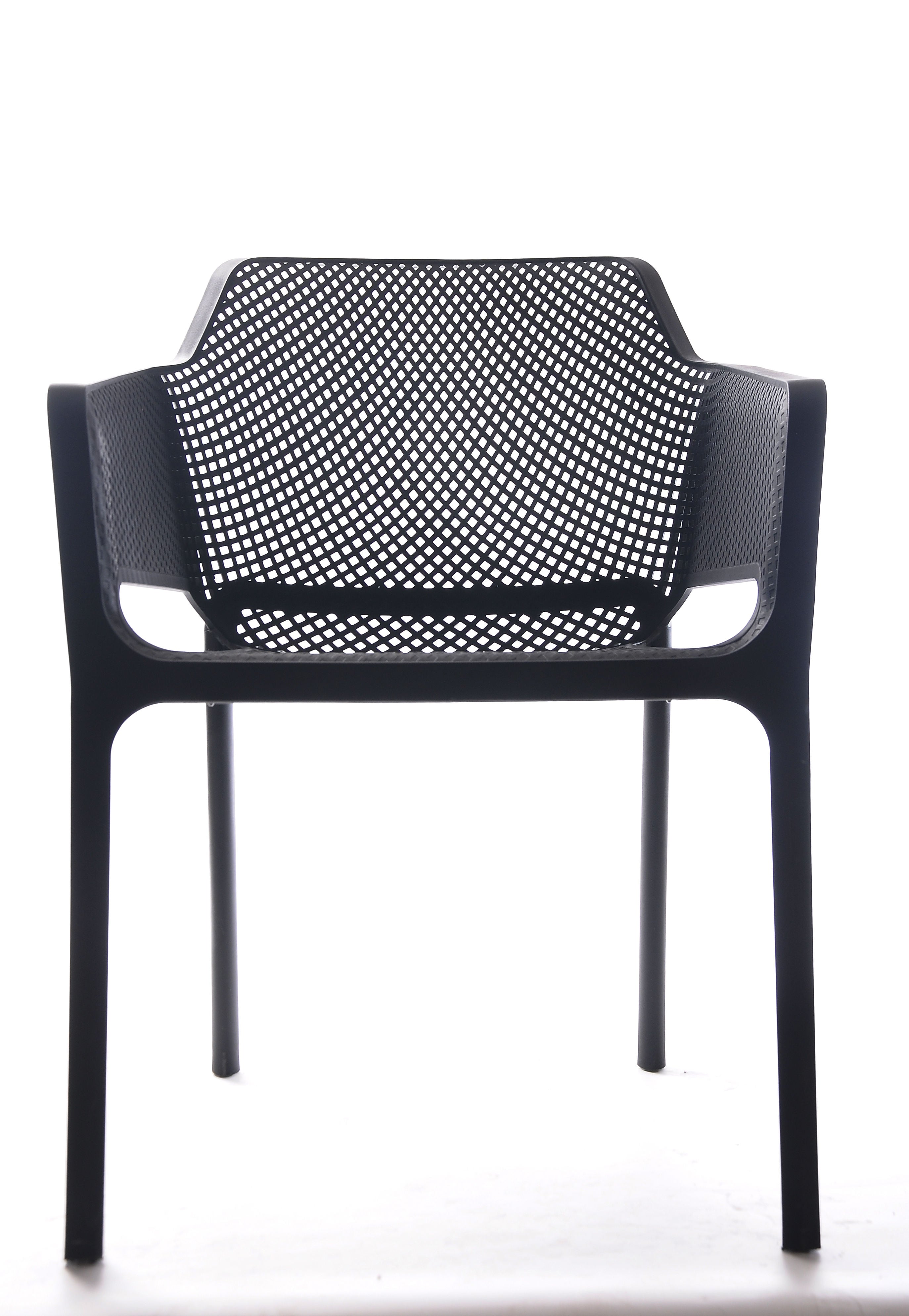 PatioZone Plastic Resin Chair with Hole Detail (PZ-MC23-020N) - Black