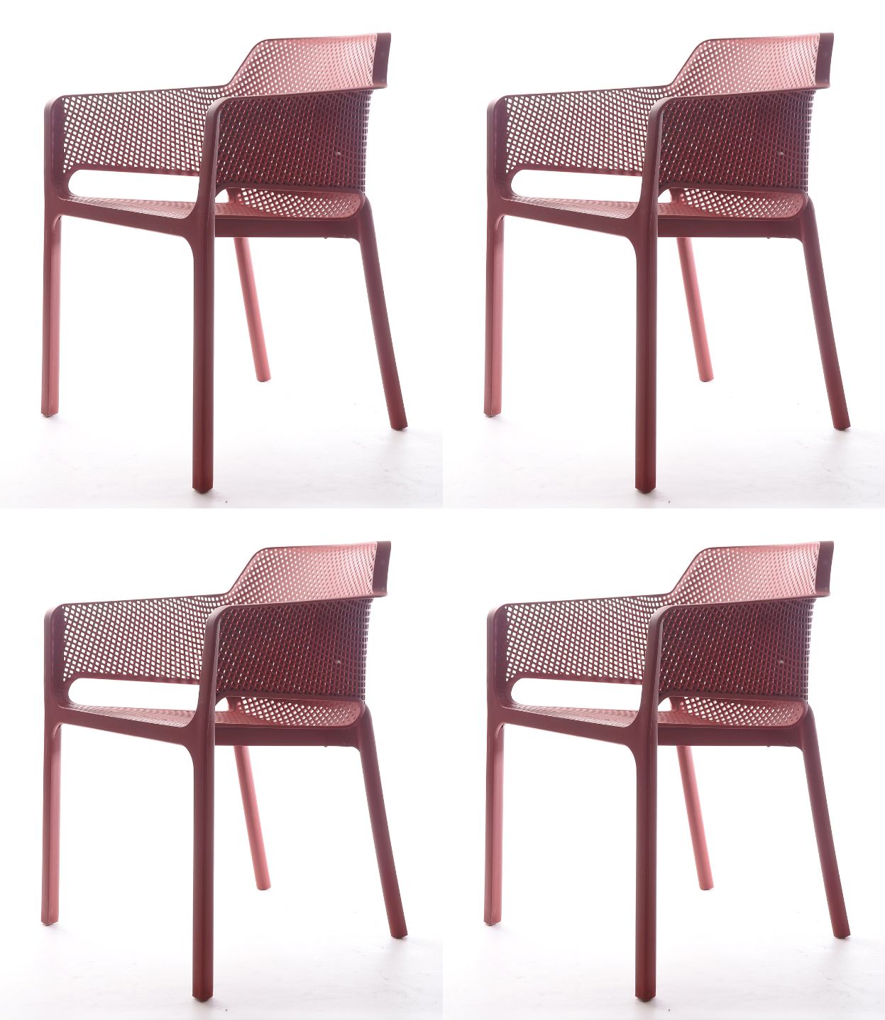 Plastic Resin Chair with Hole Detail - Red