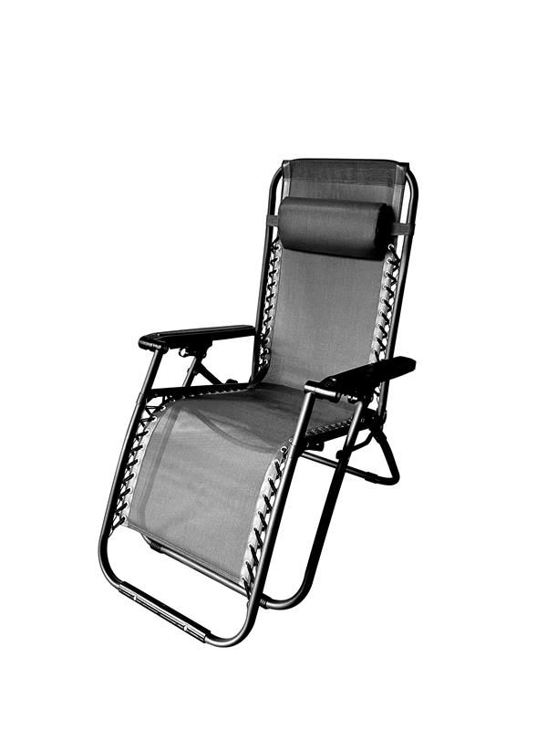 0-Gravity chair in steel and 2x2 textilene, O-Lock BLACK