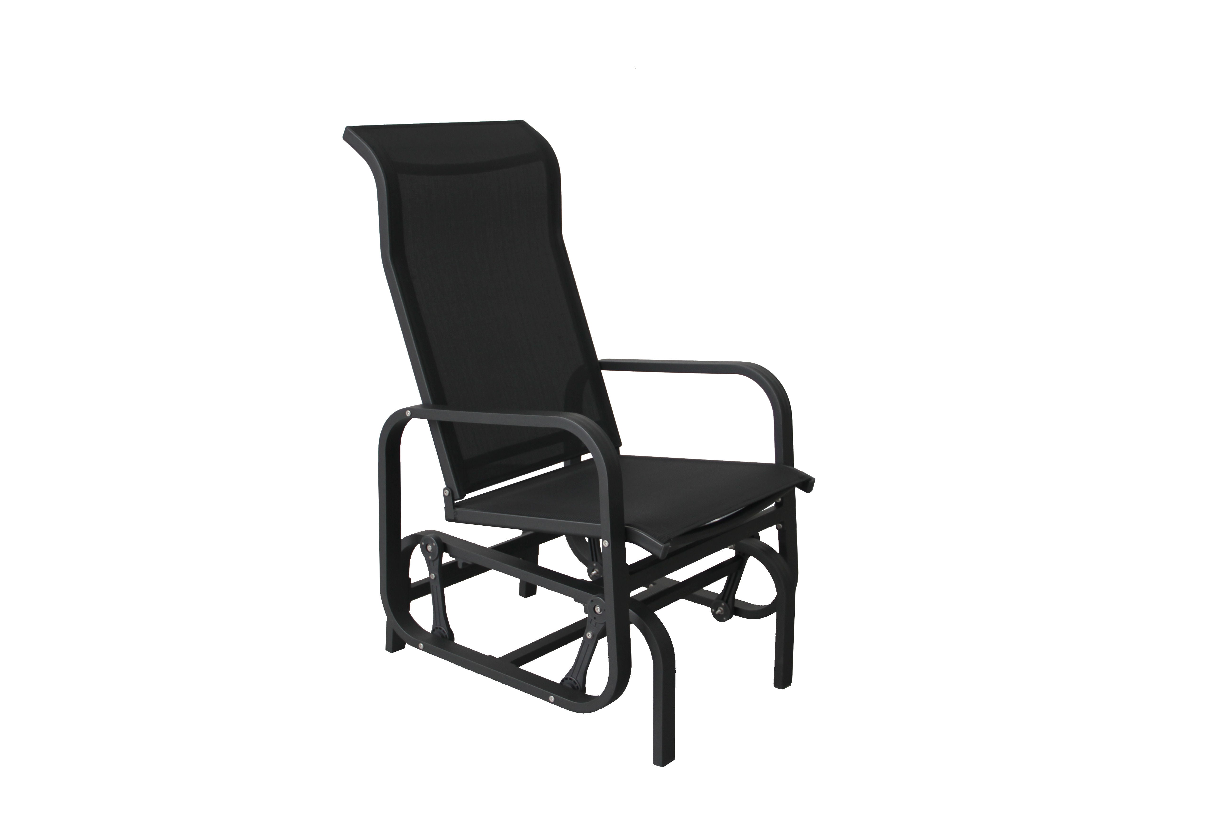 PatioZone 1-Seater Oscillating Chair in Textilene with Aluminum Frame (PZ-SN23-020) - Black