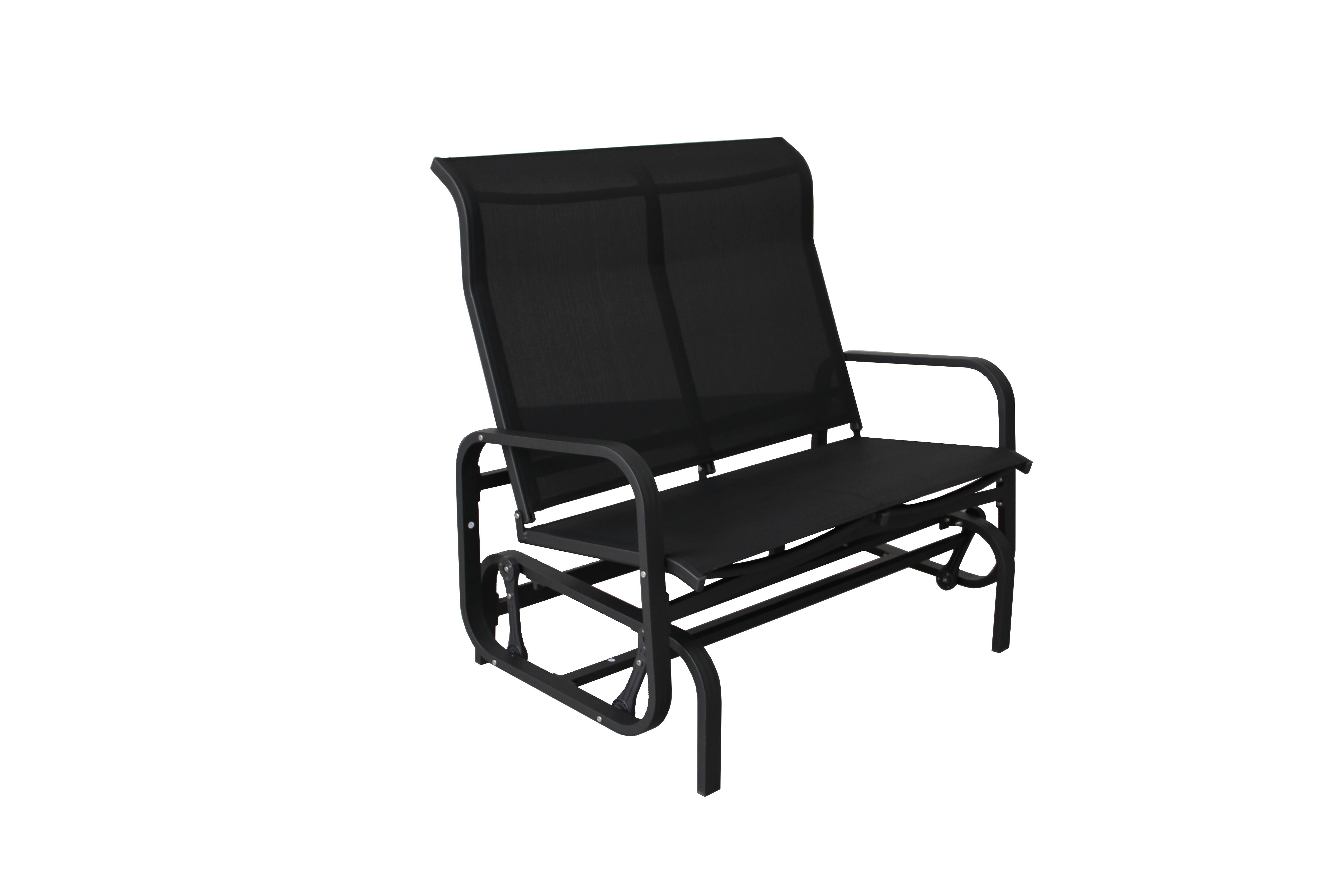 PatioZone 2-Seater Oscillating Chair in Textilene with Aluminum Frame (PZ-SN23-021) - Black