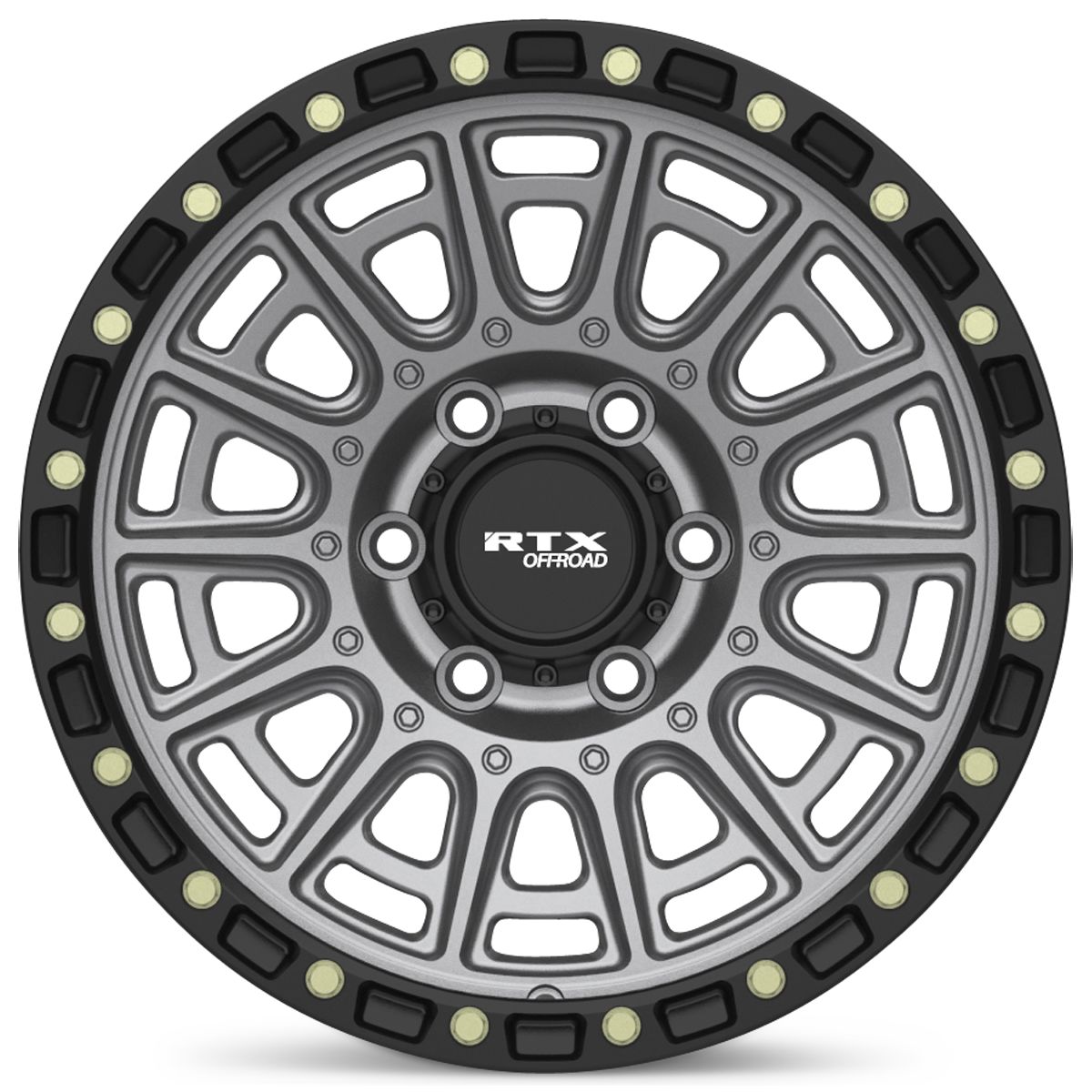 Striker • Matte Gunmetal with Black Lip and Milled Rivets • 17x8.5 6x139.7 ET10 CB106.1