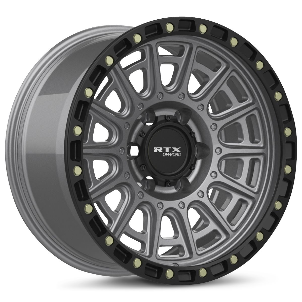 Striker • Matte Gunmetal with Black Lip and Milled Rivets • 17x8.5 6x139.7 ET10 CB106.1