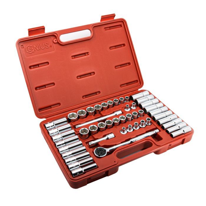 Genius GS-347MS - 47 Piece 3/8" Drive Metric & SAE Deep Hand Socket Set
