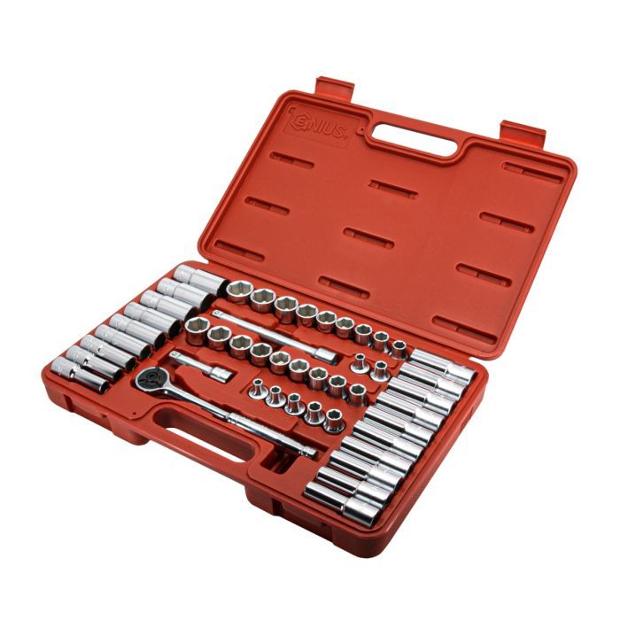 Genius GS-347MS - 47 Piece 3/8" Drive Metric & SAE Deep Hand Socket Set