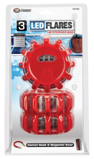 Performance Tools W2383 - 3 pk LED Road Flares with bag
