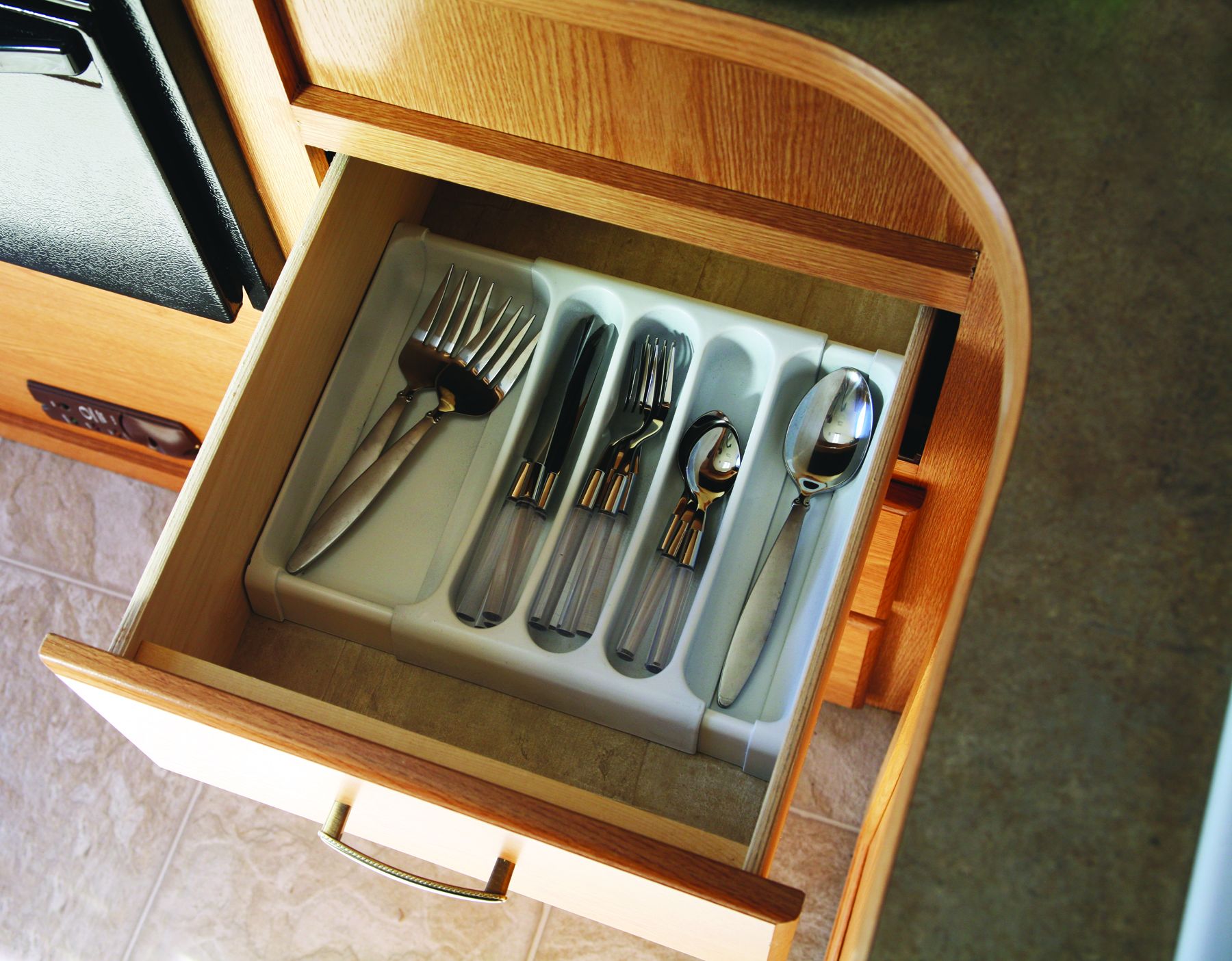 Camco 43503 Adjustable Cutlery Tray  - White
