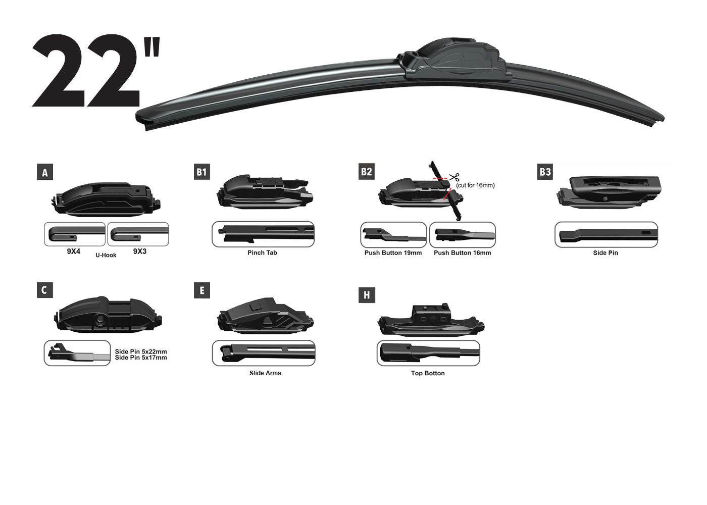 RTX RTX22OE - RTX-OE wiper blade 22" Front Multi-Fit OE 7pcs
