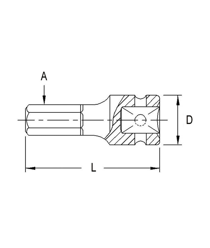 1/2" DR.13MM 60MML HEX SOCKET