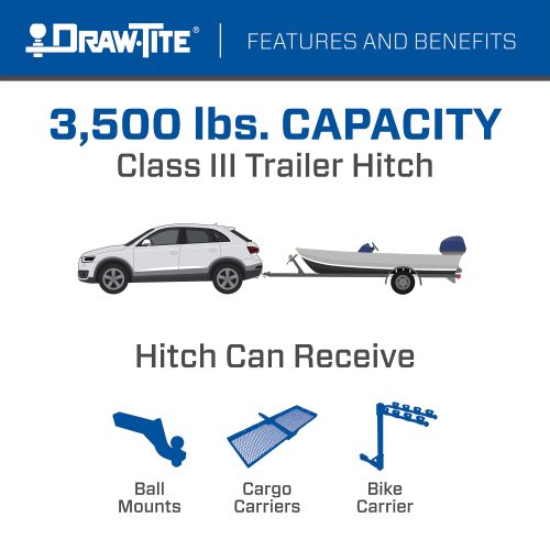 Draw Tite® • 76902 • Hidden Hitch® • Trailer Hitch Class III • Class III 2" (3500 Lbs lbs GTW/350 lbs lbs TW) • Acura RDX 10-22