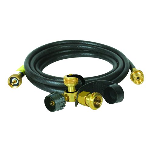 Camco 59143 - Brass 90 Tee  - w/3ports, w/12'Ext.Hose, Clamshell