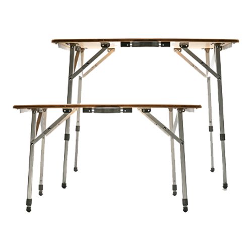 Camco 51893 - Bamboo Folding Table  - w/Al Legs, Adjustable, Solid (31.4x23.6x18"-26"h)