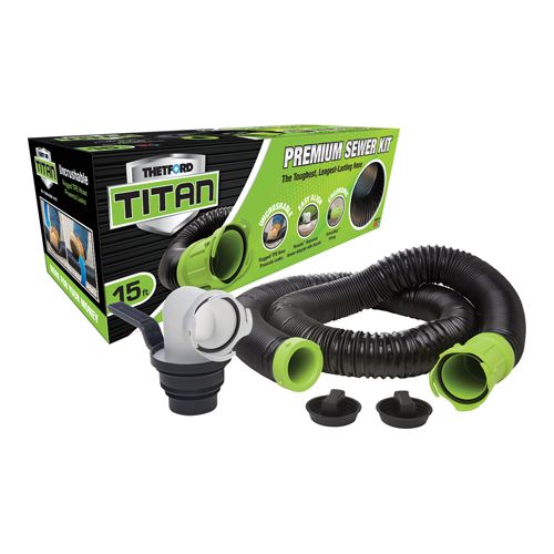 Thetford 17858 - Titan 15' Black Premium Sewer Kit with Bilingual Package
