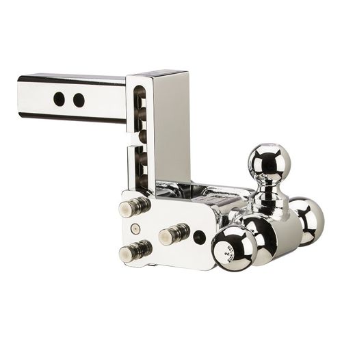 BW TS10048C - Class 4, Tow & Stow Adjustable 5" Drop Chrome Tri-Ball Mount for 2" Receivers