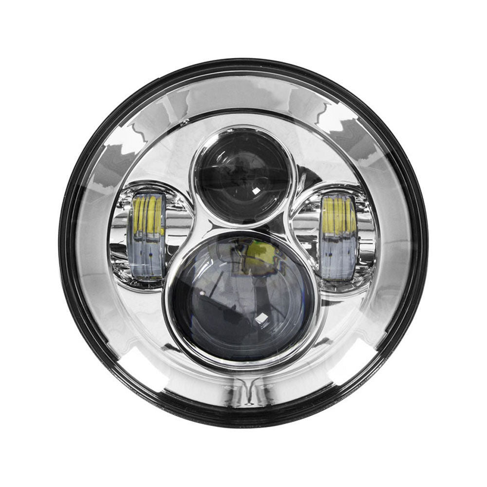 Saddle Tramp BC-701S - Round Motorcycle Headlights with Silver Face - 7 Inch