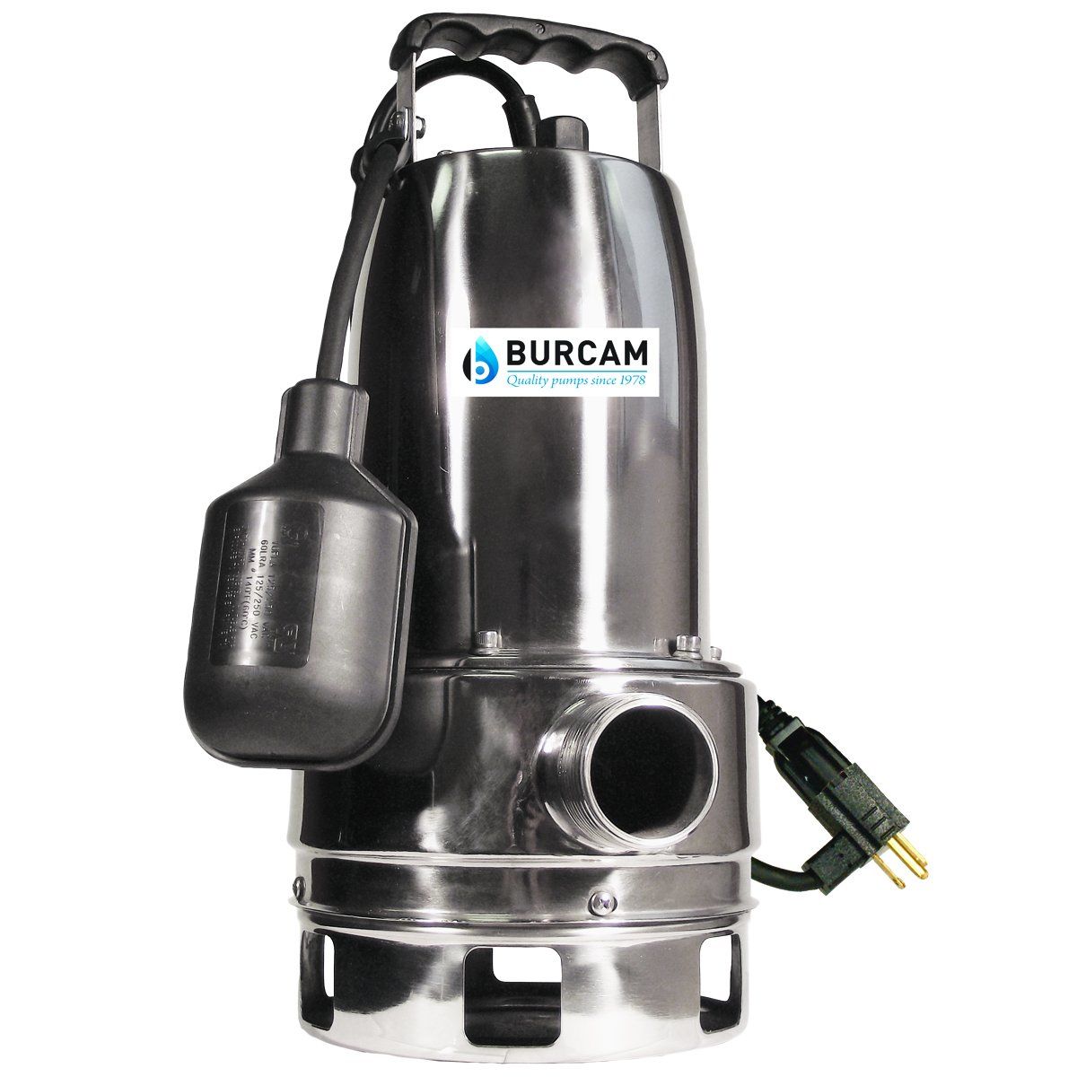 Burcam 300527 - 3/4 Horsepower Stainless Steel Submersible Sump Pump with Mechanical Float Switch