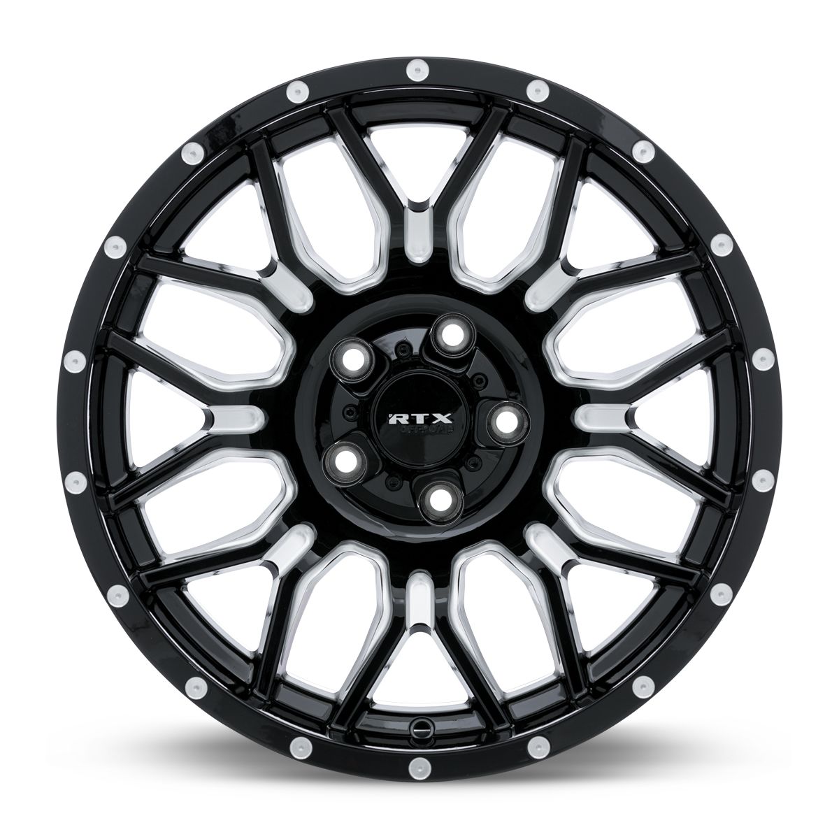 Claw • Gloss Black Milled with Rivets • 18x9 6x135 ET-12 CB87.1