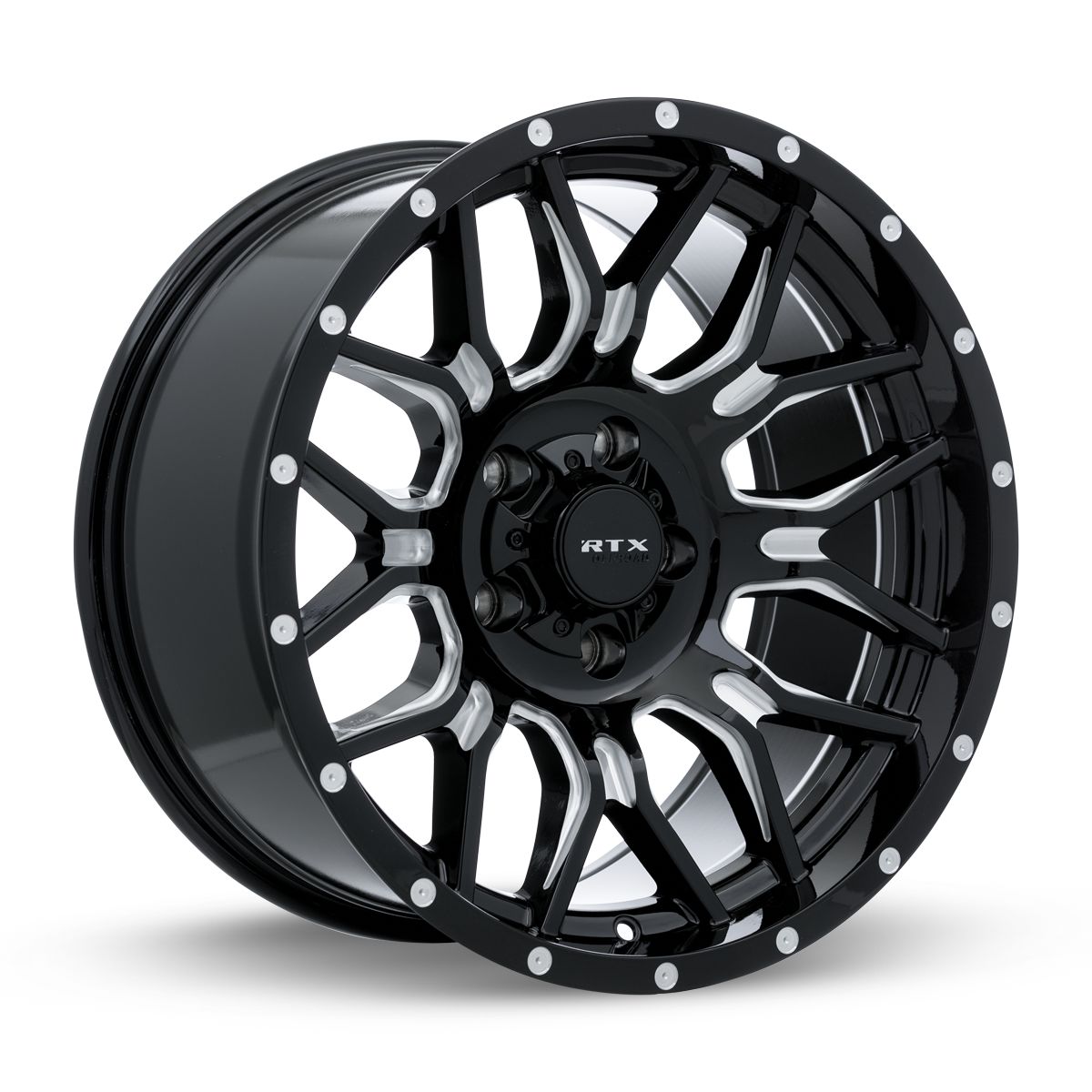 Claw • Gloss Black Milled with Rivets • 18x9 5x127 ET-12 CB71.5