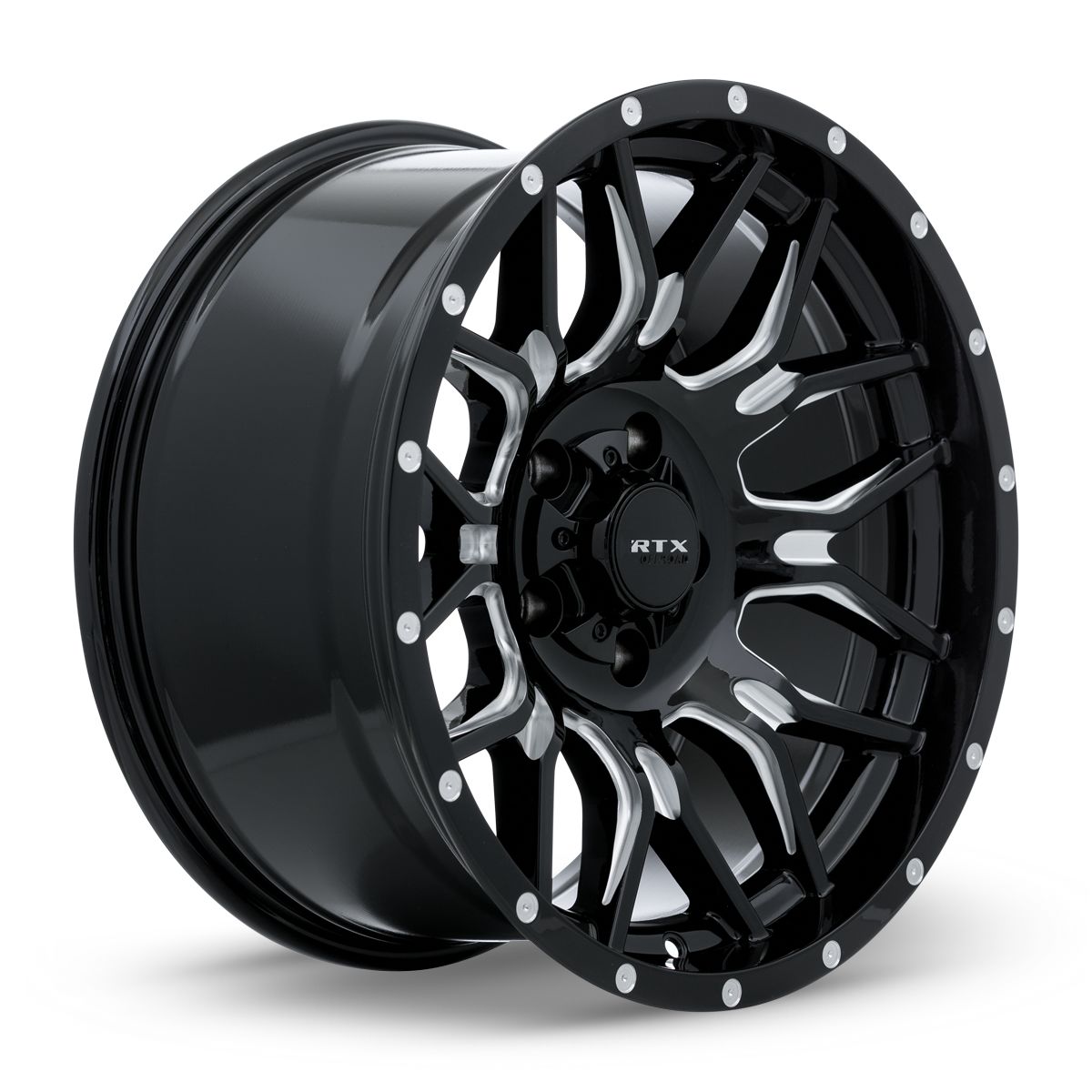 Claw • Gloss Black Milled with Rivets • 20x10 8x180 ET-18 CB125