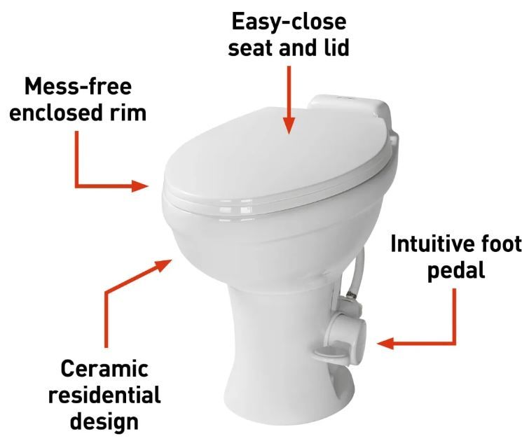 Lippert Components 2022113192 - Elongated Ceramic RV Toilet Bowl