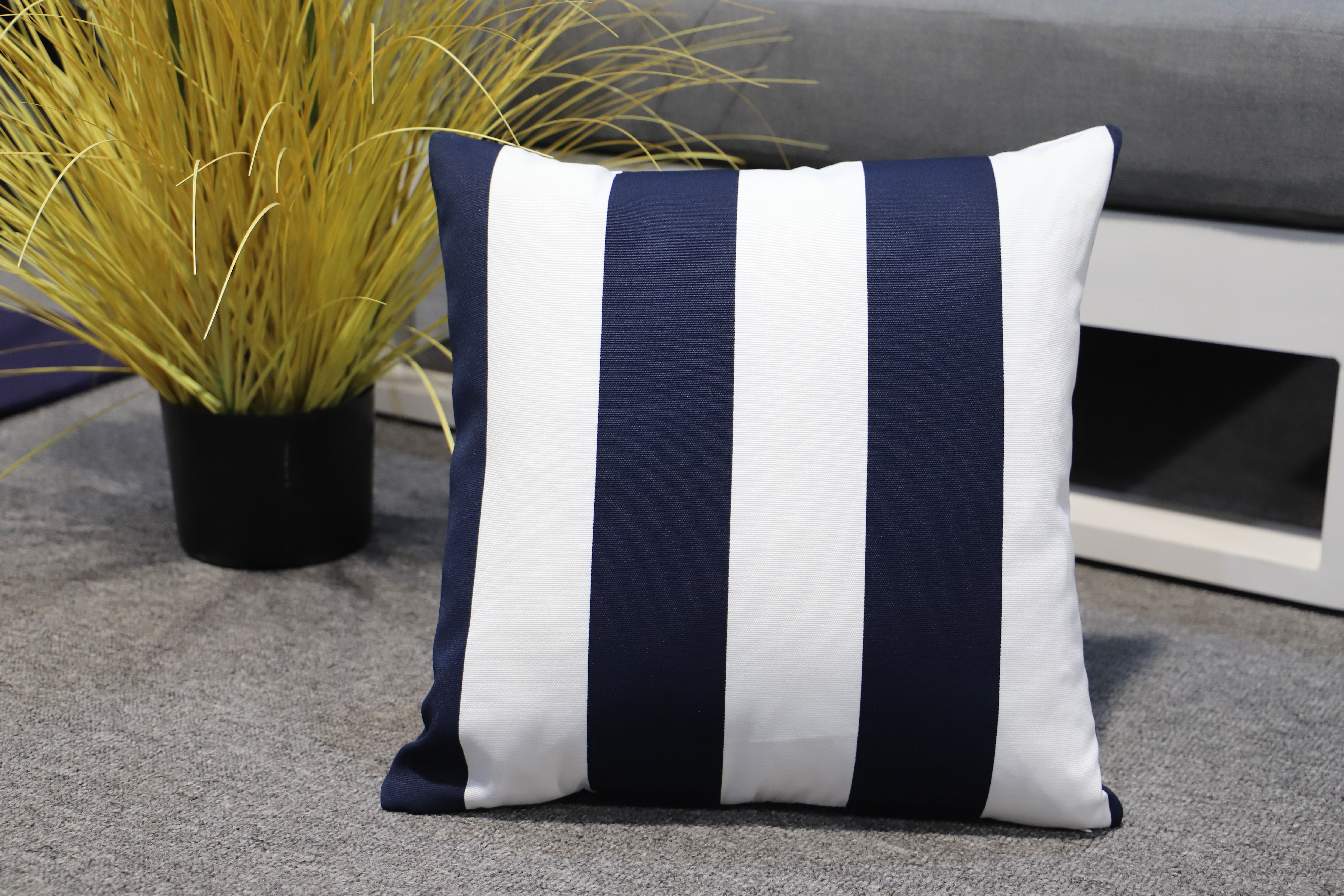 MOSS MOSS-0912H - 16 "x 16" NAVY/WHITE STRIPES decorative pillow