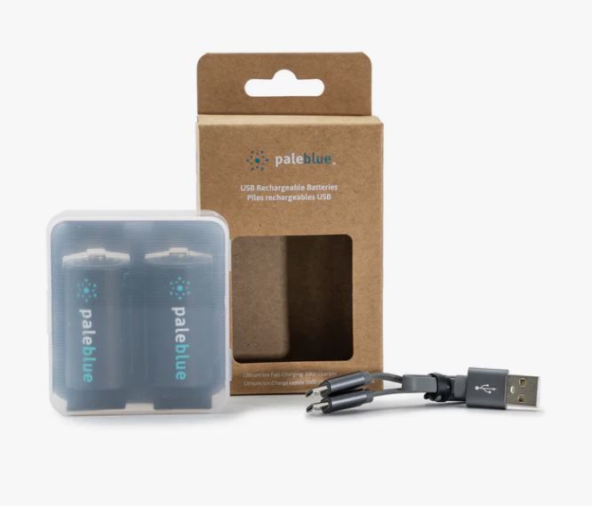 (2) C USB Rechargeable Smart Batteries with 2 in 1 charging cable
