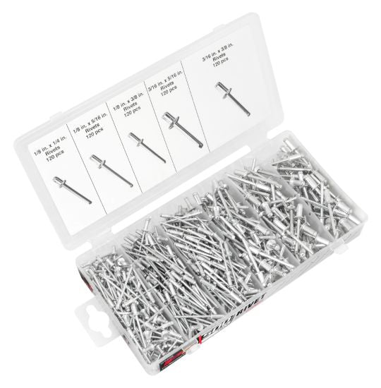 Performance Tools W5228 - Various Assortment Set of Rivets 1/4" to 3/8" (pack of 500)