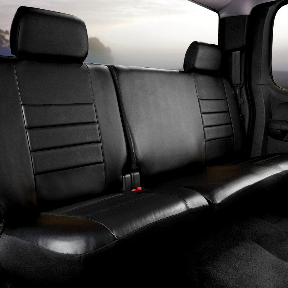 FIA® • SL62-67 BLK/BLK • LeatherLite • Soft Touch Simulated Leather Custom Fit Truck LeatherLite Seat Covers by Fia