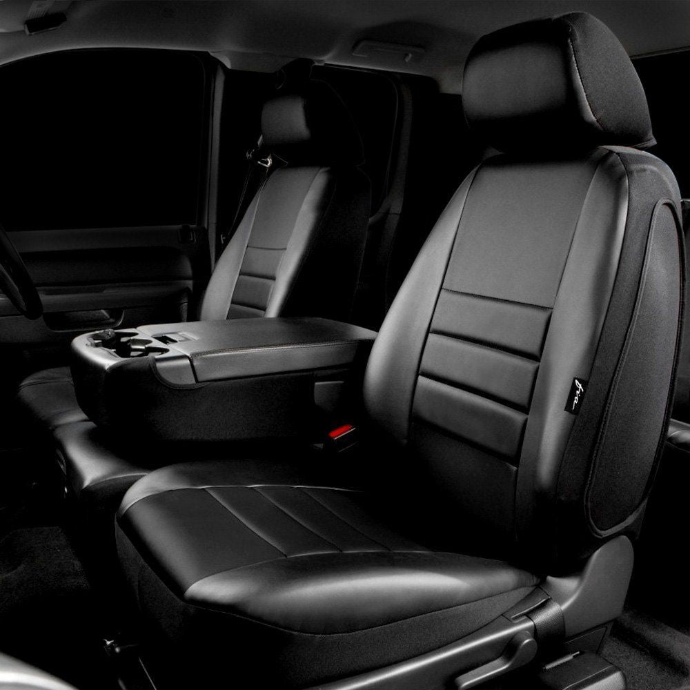 FIA® • SL68-35 BLK/BLK • LeatherLite • Soft Touch Simulated Leather Custom Fit Truck LeatherLite Seat Covers by Fia