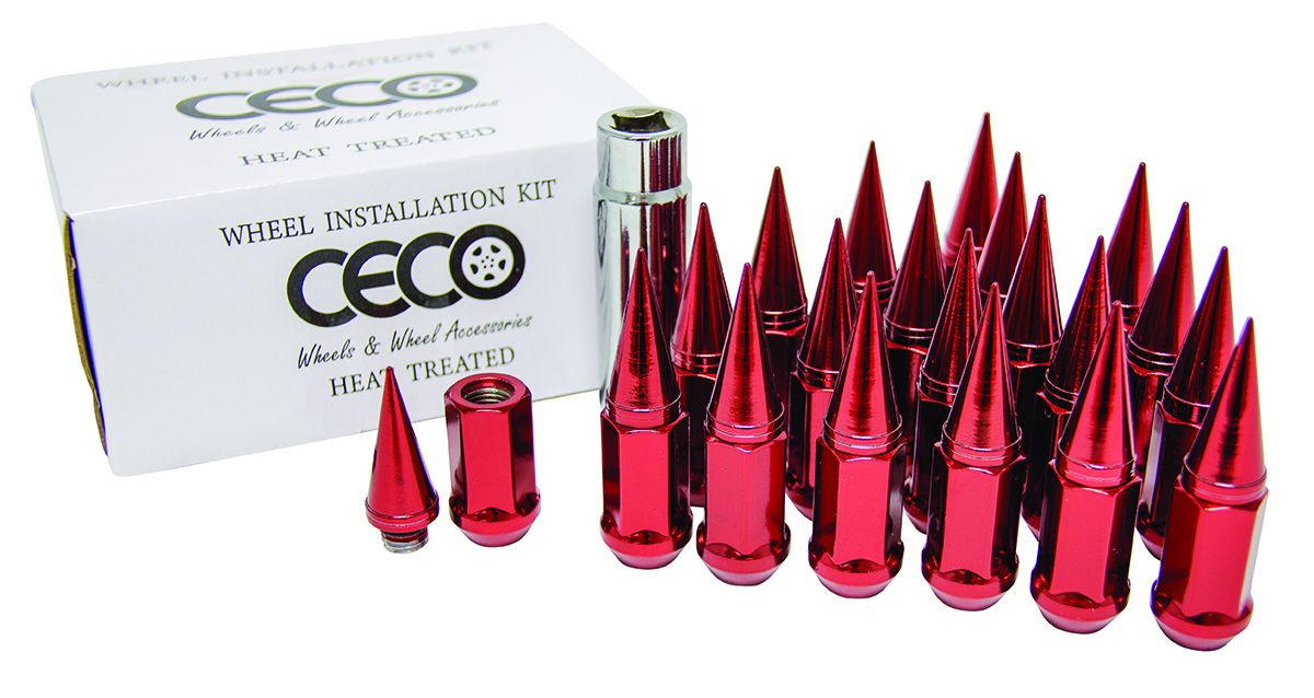 Ceco SPIKE4806-5R - (20) RED SPIKE NUT 2PC W/LOCK 12X1.25 82mm Lenght 19mm Hex
