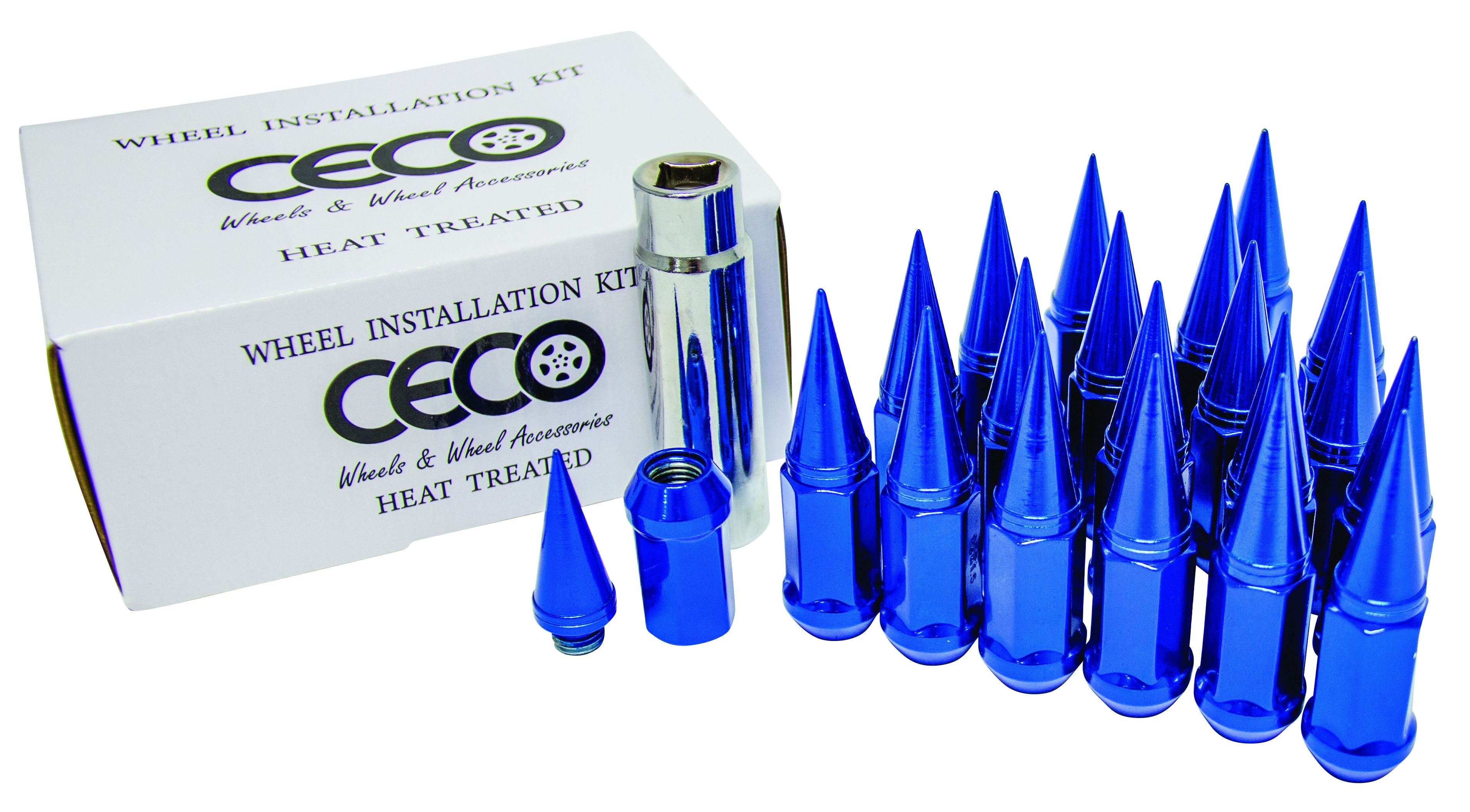 Ceco SPIKE4806-6BL - (24) BLUE SPIKE NUT 2PC W/LOCK 12X1.25 82mm Lenght 19mm Hex