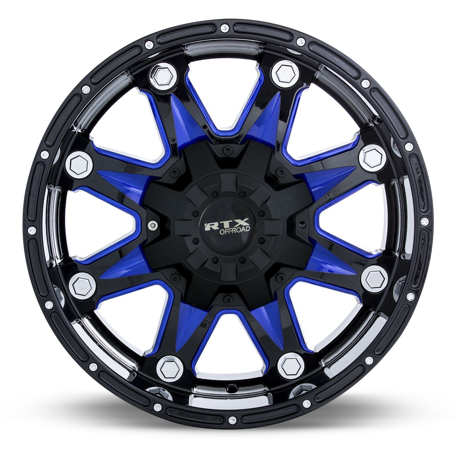 Spine • Black with Milled Blue Spokes • 18x9 6x135/139.7 ET10 CB87.1