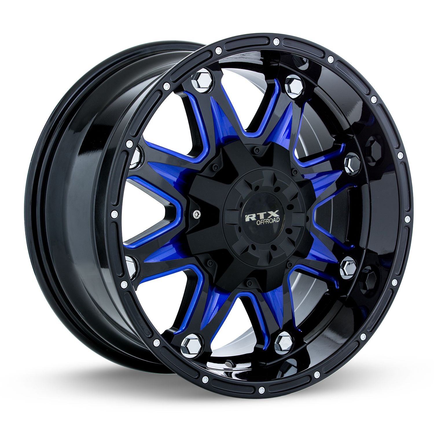 Spine • Black with Milled Blue Spokes • 20x9 6x135/139.7 ET10 CB87.1