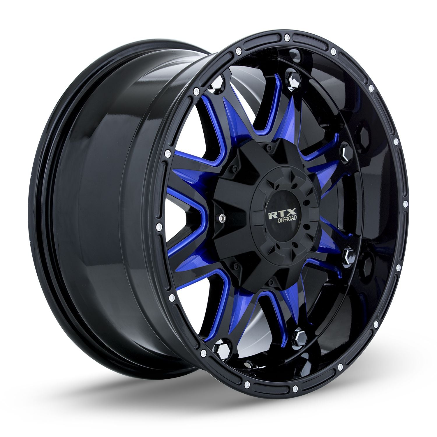 Spine • Black with Milled Blue Spokes • 18x9 6x135/139.7 ET10 CB87.1