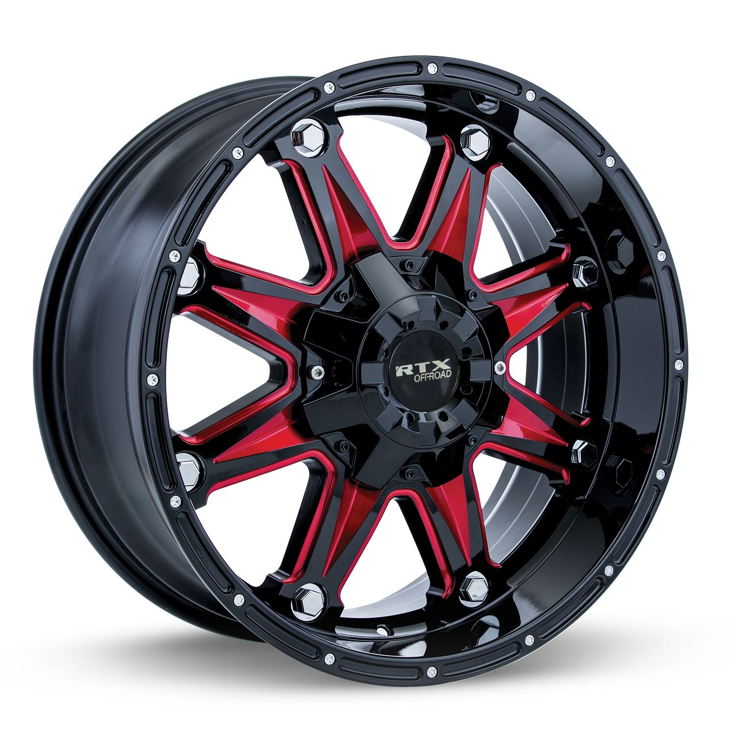 Spine • Black with Milled Red Spokes • 17x9 6x135/139.7 ET10 CB87.1