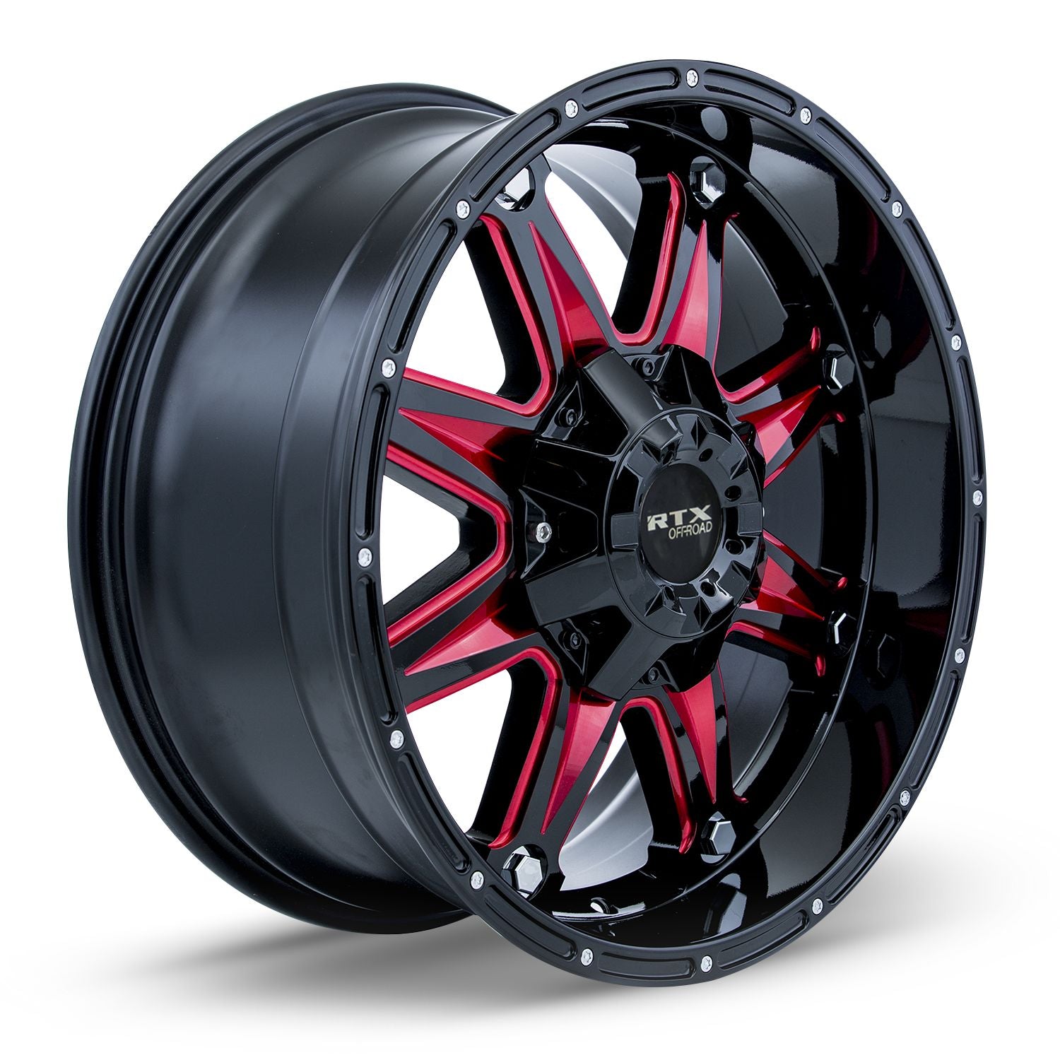 Spine • Black with Milled Red Spokes • 20x9 6x135/139.7 ET10 CB87.1
