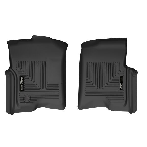 Husky Liners® • 55901 • X-Act Contour • Floor Liners • Black • Front • Ford F-150 04-08 SuperCrew, SuperCab &amp; Standard Cab / Lincoln Mark LT 06-08 without Manual Transfer Case Shifter